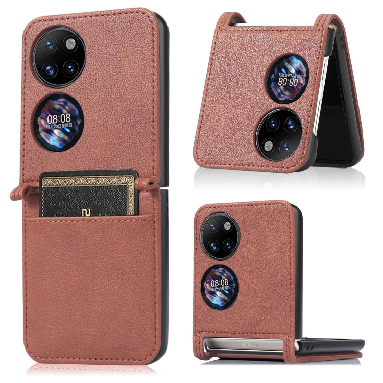 Lambskin Texture Card Folding Phone Case, For Huawei P50 Pocket