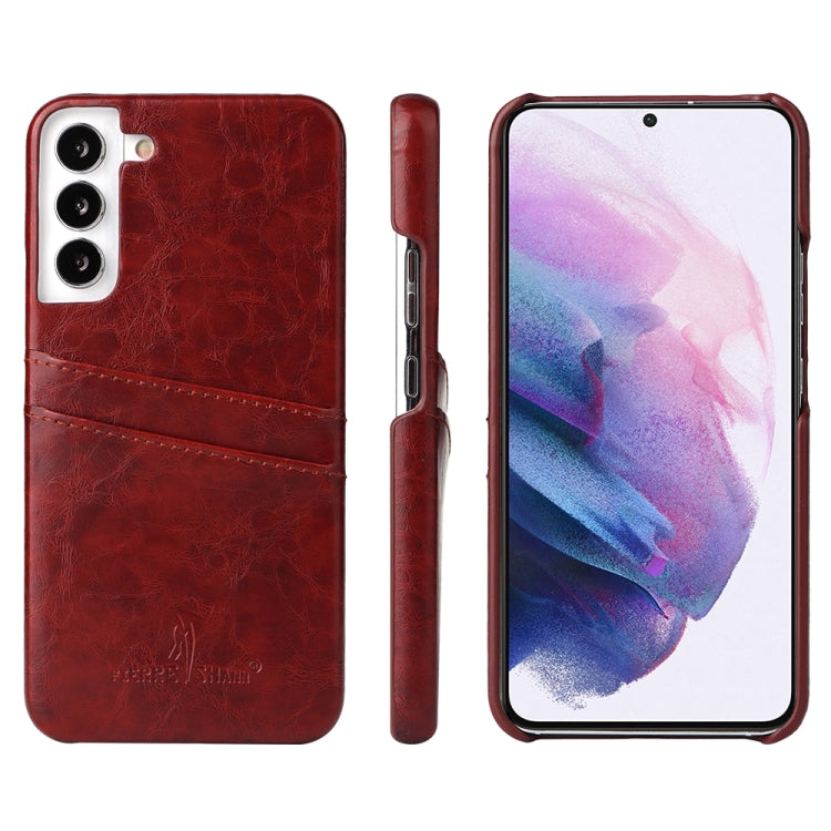 Fierre Shann Retro Oil Wax Texture PU Leather Phone Case with Card Slots, For Samsung Galaxy S22 Ultra 5G, For Samsung Galaxy S22+ 5G, For Samsung Galaxy S22 5G