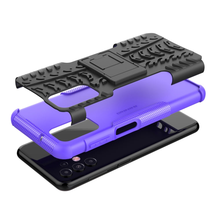 Tire Texture Shockproof TPU+PC Phone Case with Holder, For Samsung Galaxy A13 4G