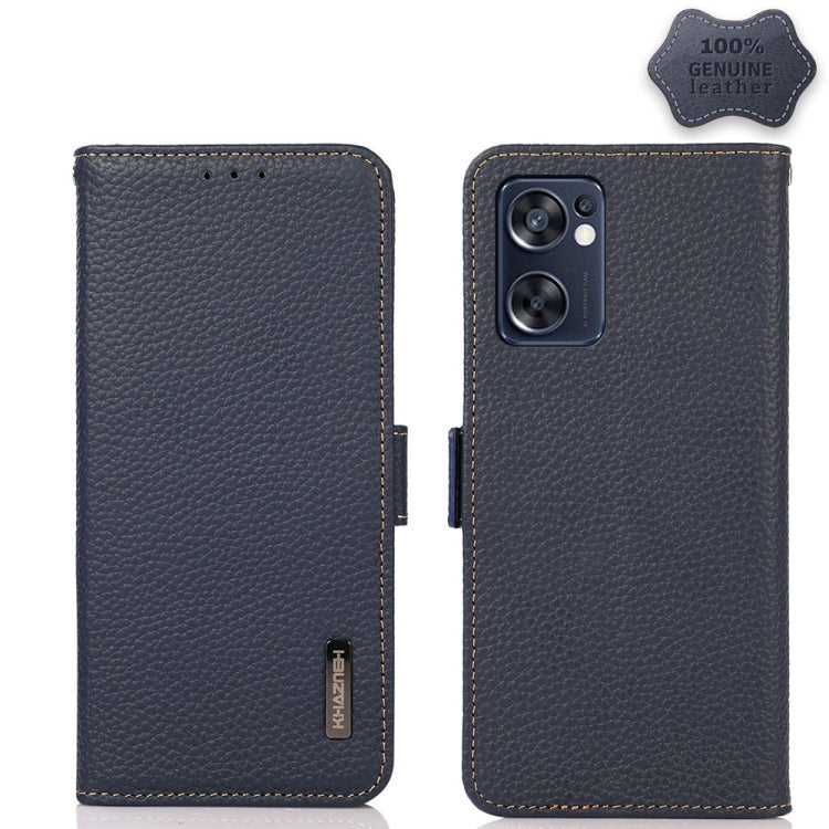 KHAZNEH Side-Magnetic Litchi Genuine Leather RFID Phone Case, For OPPO Reno7 SE 5G, For Xiaomi Redmi Note 11 4G / Note 11S, For Samsung Galaxy A23 5G