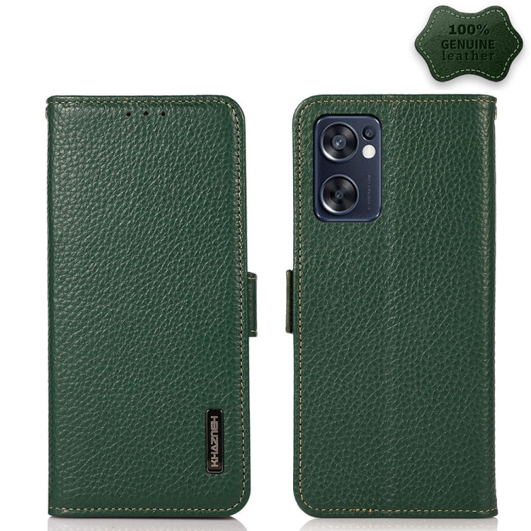 KHAZNEH Side-Magnetic Litchi Genuine Leather RFID Phone Case, For OPPO Reno7 SE 5G, For Xiaomi Redmi Note 11 4G / Note 11S, For Samsung Galaxy A23 5G