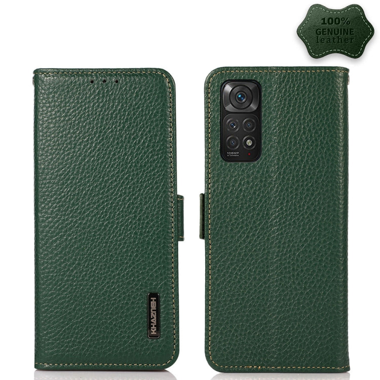 KHAZNEH Side-Magnetic Litchi Genuine Leather RFID Phone Case, For OPPO Reno7 SE 5G, For Xiaomi Redmi Note 11 4G / Note 11S, For Samsung Galaxy A23 5G