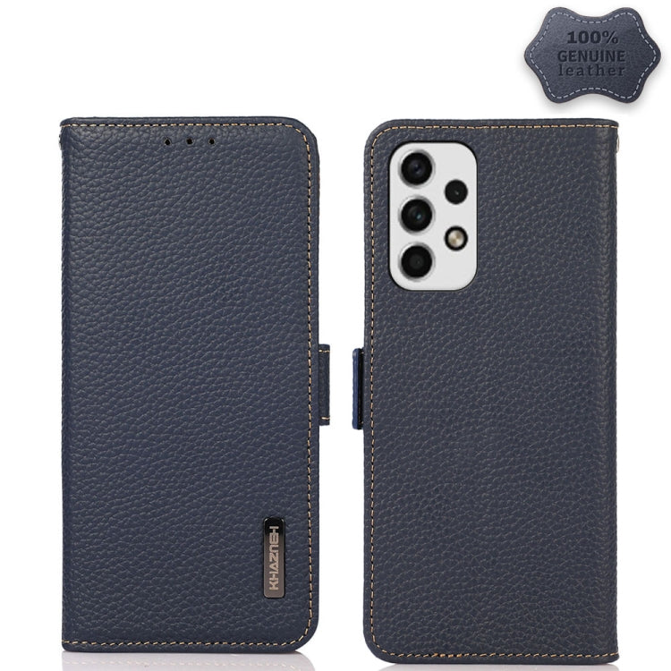 KHAZNEH Side-Magnetic Litchi Genuine Leather RFID Phone Case, For OPPO Reno7 SE 5G, For Xiaomi Redmi Note 11 4G / Note 11S, For Samsung Galaxy A23 5G