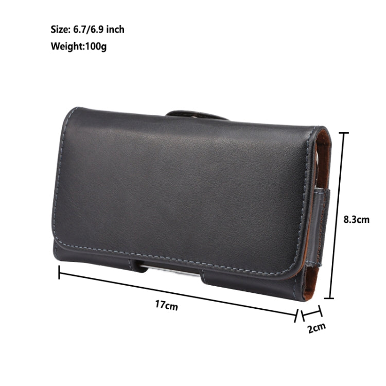 Genuine Leather 100 Textures Waist Hanging Phone Case, For 6.7-6.9 inch Phone