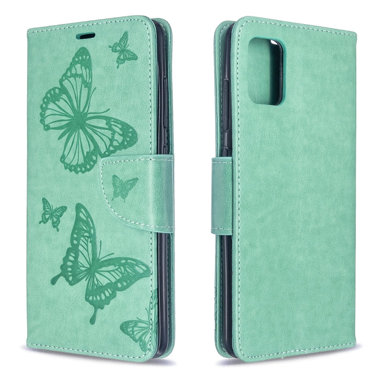 Embossing Two Butterflies Pattern Horizontal Flip PU Leather Case with Holder & Card Slot & Wallet & Lanyard, For Galaxy S20, For Galaxy S20+, For Galaxy A51, For Galaxy A71, For Galaxy S20 Ultra