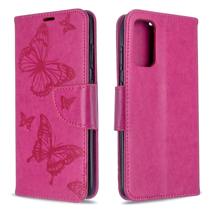 Embossing Two Butterflies Pattern Horizontal Flip PU Leather Case with Holder & Card Slot & Wallet & Lanyard, For Galaxy S20, For Galaxy S20+, For Galaxy A51, For Galaxy A71, For Galaxy S20 Ultra