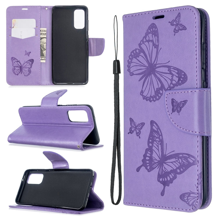 Embossing Two Butterflies Pattern Horizontal Flip PU Leather Case with Holder & Card Slot & Wallet & Lanyard, For Galaxy S20, For Galaxy S20+, For Galaxy A51, For Galaxy A71, For Galaxy S20 Ultra