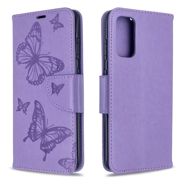 Embossing Two Butterflies Pattern Horizontal Flip PU Leather Case with Holder & Card Slot & Wallet & Lanyard, For Galaxy S20, For Galaxy S20+, For Galaxy A51, For Galaxy A71, For Galaxy S20 Ultra