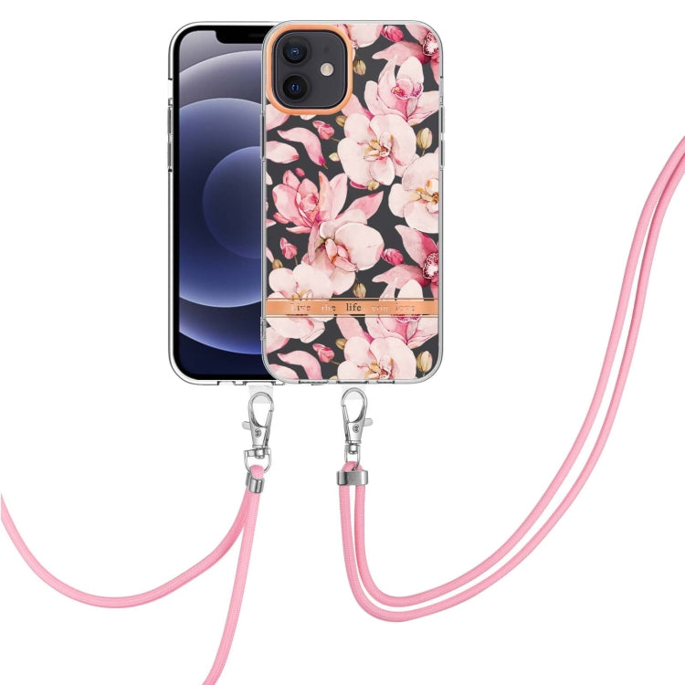 Flowers Series TPU Phone Case with Lanyard, For iPhone 11, For iPhone 11 Pro Max, For iPhone 12 Pro Max, For iPhone 12, For iPhone 13, For iPhone 13 mini, For iPhone 13 Pro, For iPhone 13 Pro Max
