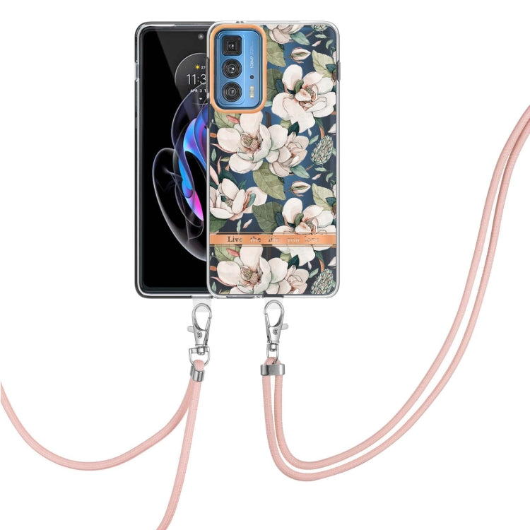 Flowers Series TPU Phone Case with Lanyard, For Motorola Edge 20 Pro