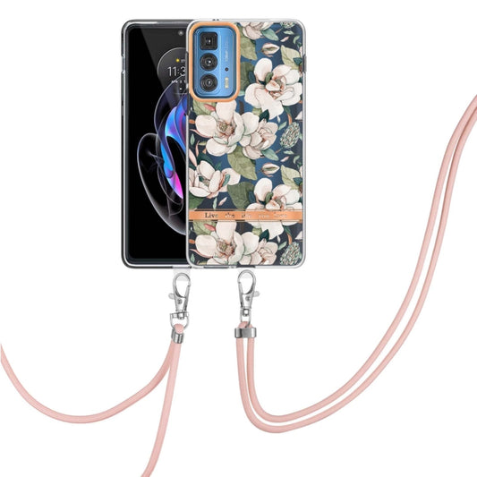 Flowers Series TPU Phone Case with Lanyard, For Motorola Edge 20 Pro
