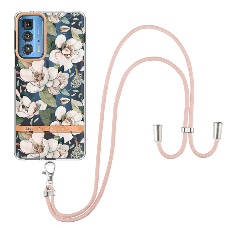 Flowers Series TPU Phone Case with Lanyard, For Motorola Edge 20 Pro