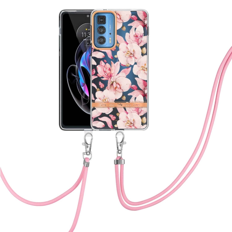 Flowers Series TPU Phone Case with Lanyard, For Motorola Edge 20 Pro