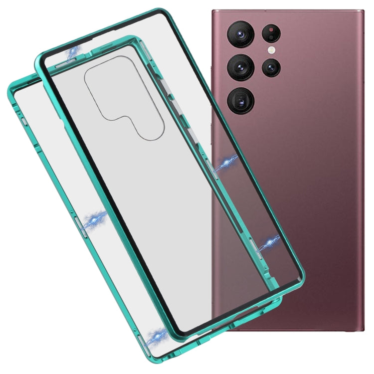 HD Magnetic Metal Tempered Glass Phone Case, For Samsung Galaxy S22 Ultra 5G