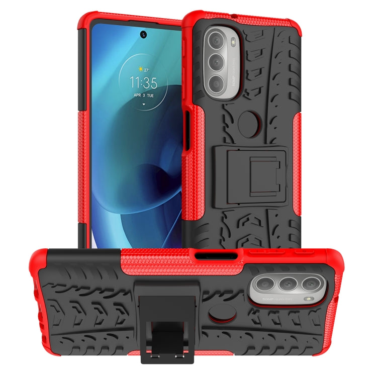 Tire Texture TPU + PC Phone Case with Holder, For Motorola Moto G51 5G, For Motorola Moto G71 5G, For Motorola Moto G31 / G41