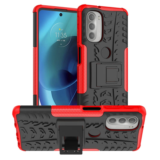 Tire Texture TPU + PC Phone Case with Holder, For Motorola Moto G51 5G, For Motorola Moto G71 5G, For Motorola Moto G31 / G41