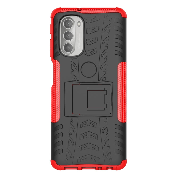 Tire Texture TPU + PC Phone Case with Holder, For Motorola Moto G51 5G, For Motorola Moto G71 5G, For Motorola Moto G31 / G41