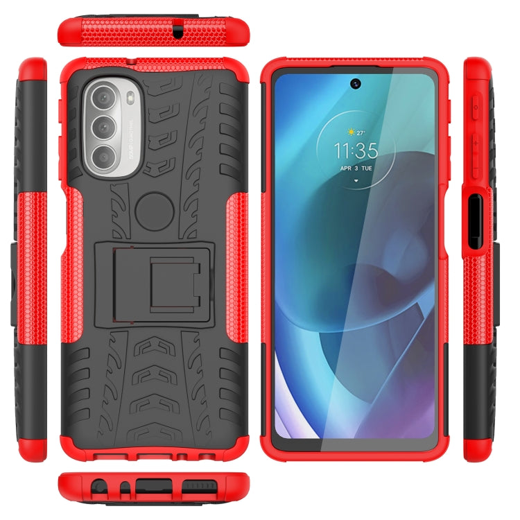 Tire Texture TPU + PC Phone Case with Holder, For Motorola Moto G51 5G, For Motorola Moto G71 5G, For Motorola Moto G31 / G41