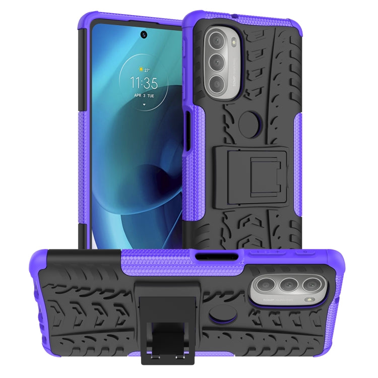 Tire Texture TPU + PC Phone Case with Holder, For Motorola Moto G51 5G, For Motorola Moto G71 5G, For Motorola Moto G31 / G41