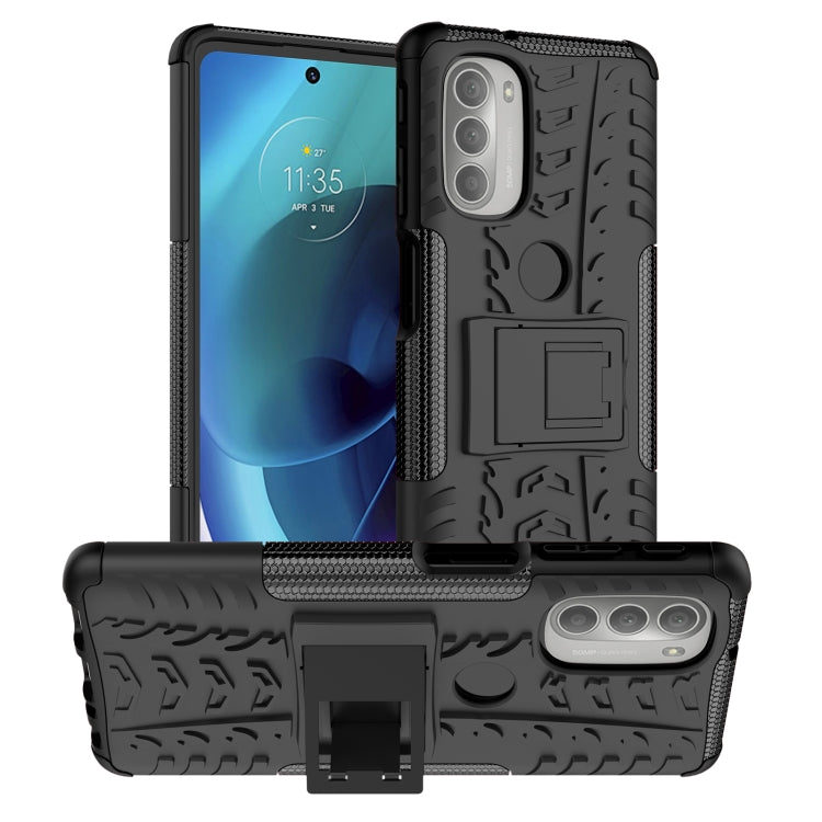 Tire Texture TPU + PC Phone Case with Holder, For Motorola Moto G51 5G, For Motorola Moto G71 5G, For Motorola Moto G31 / G41