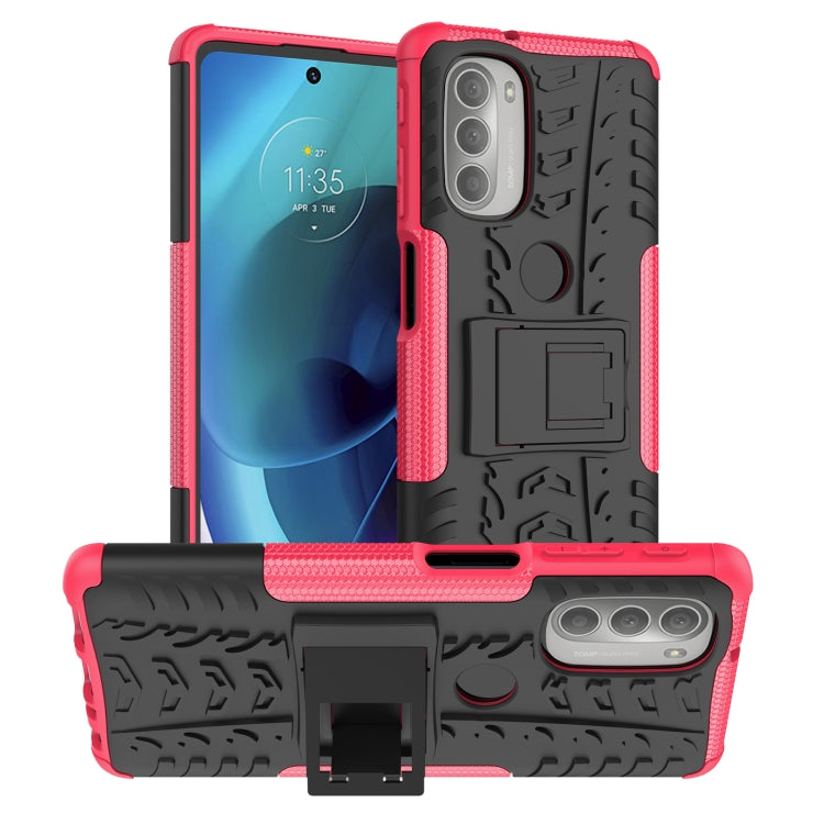 Tire Texture TPU + PC Phone Case with Holder, For Motorola Moto G51 5G, For Motorola Moto G71 5G, For Motorola Moto G31 / G41