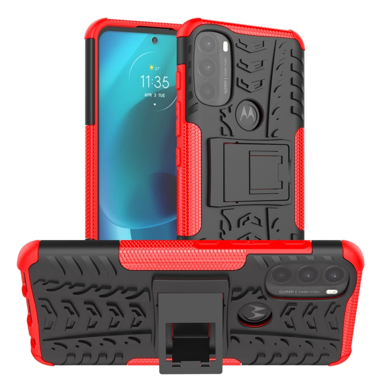 Tire Texture TPU + PC Phone Case with Holder, For Motorola Moto G51 5G, For Motorola Moto G71 5G, For Motorola Moto G31 / G41