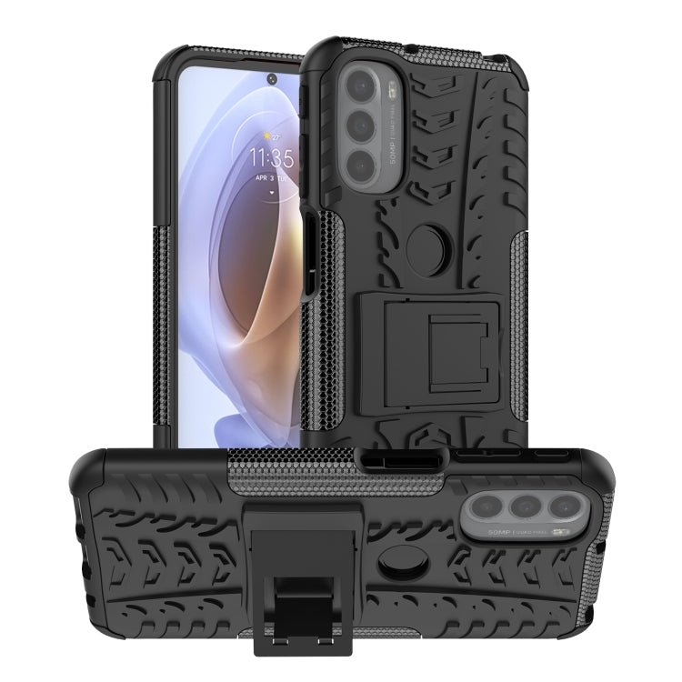 Tire Texture TPU + PC Phone Case with Holder, For Motorola Moto G51 5G, For Motorola Moto G71 5G, For Motorola Moto G31 / G41