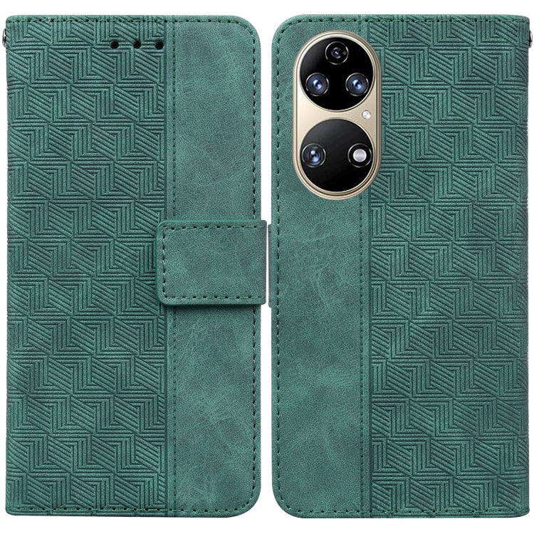 Geometric Embossed Leather Phone Case, For Huawei P smart 2021 / Y7a, For Huawei P50, For Huawei P50 Pro, For Honor 20 / Huawei nova 5T