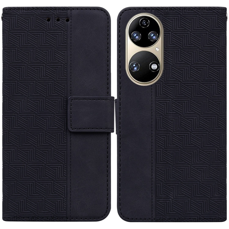 Geometric Embossed Leather Phone Case, For Huawei P smart 2021 / Y7a, For Huawei P50, For Huawei P50 Pro, For Honor 20 / Huawei nova 5T
