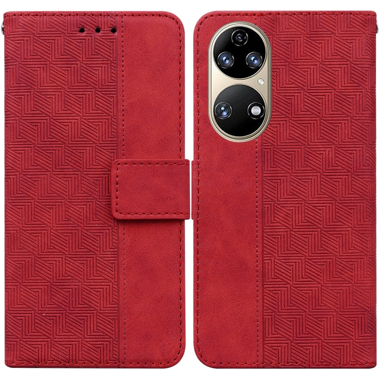 Geometric Embossed Leather Phone Case, For Huawei P smart 2021 / Y7a, For Huawei P50, For Huawei P50 Pro, For Honor 20 / Huawei nova 5T