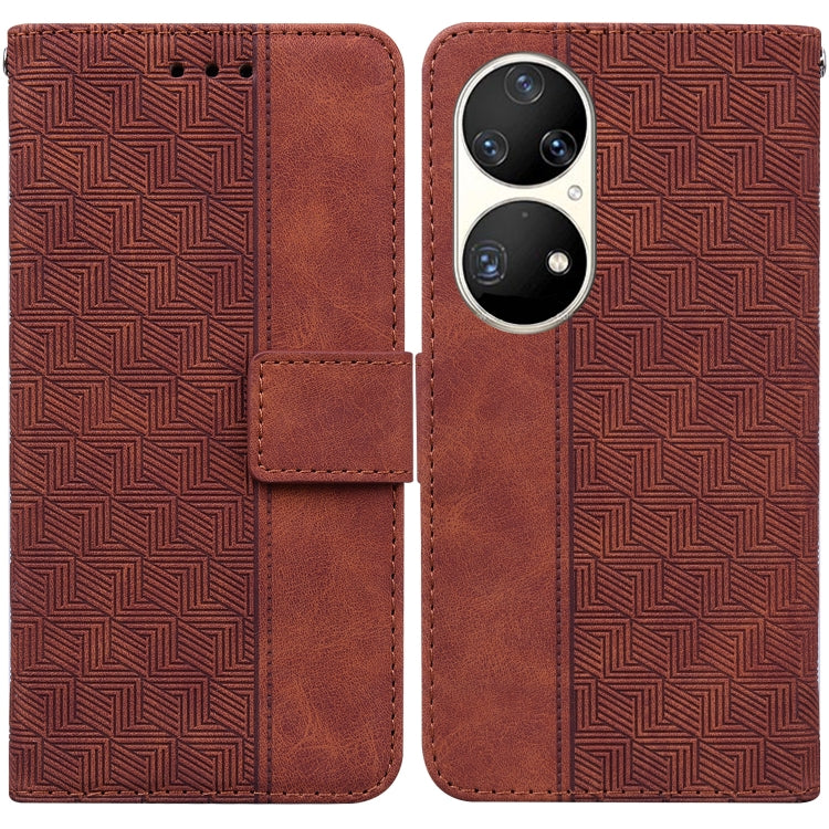 Geometric Embossed Leather Phone Case, For Huawei P smart 2021 / Y7a, For Huawei P50, For Huawei P50 Pro, For Honor 20 / Huawei nova 5T