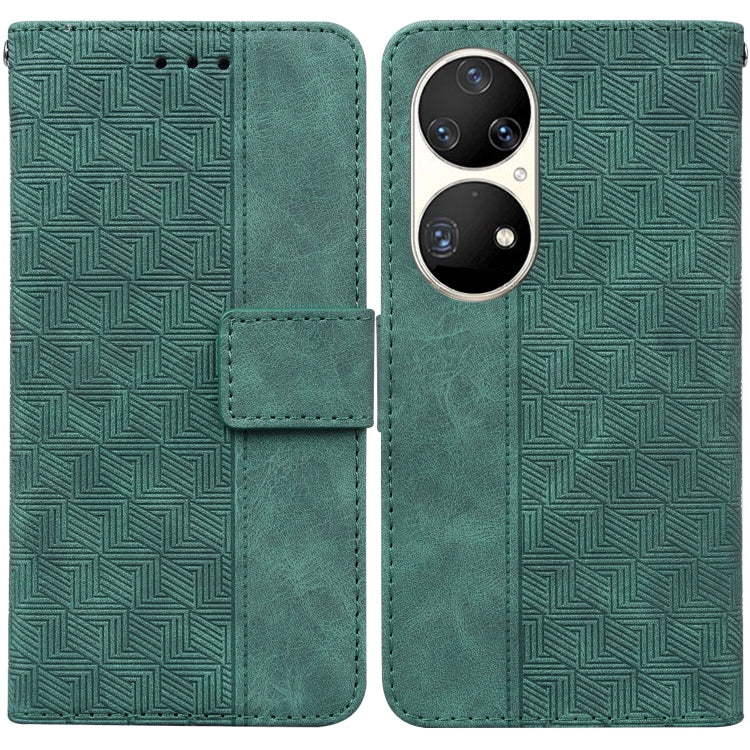 Geometric Embossed Leather Phone Case, For Huawei P smart 2021 / Y7a, For Huawei P50, For Huawei P50 Pro, For Honor 20 / Huawei nova 5T