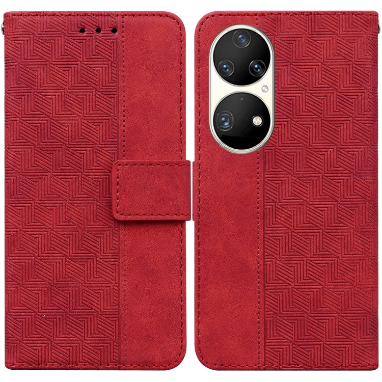 Geometric Embossed Leather Phone Case, For Huawei P smart 2021 / Y7a, For Huawei P50, For Huawei P50 Pro, For Honor 20 / Huawei nova 5T