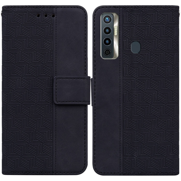 Geometric Embossed Leather Phone Case, For Tecno Camon 15, For Tecno Camon 16, For Tecno Camon 16 Premier, For Tecno Camon 17, For Tecno Camon 17 Pro, For Tecno Camon 17P, For Tecno Pop 4, For Tecno Spark 6