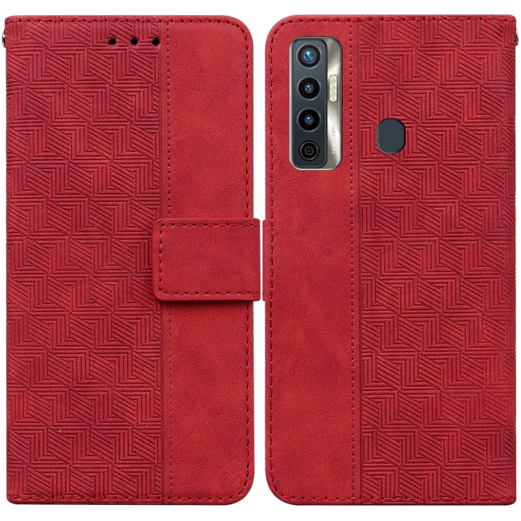 Geometric Embossed Leather Phone Case, For Tecno Camon 15, For Tecno Camon 16, For Tecno Camon 16 Premier, For Tecno Camon 17, For Tecno Camon 17 Pro, For Tecno Camon 17P, For Tecno Pop 4, For Tecno Spark 6
