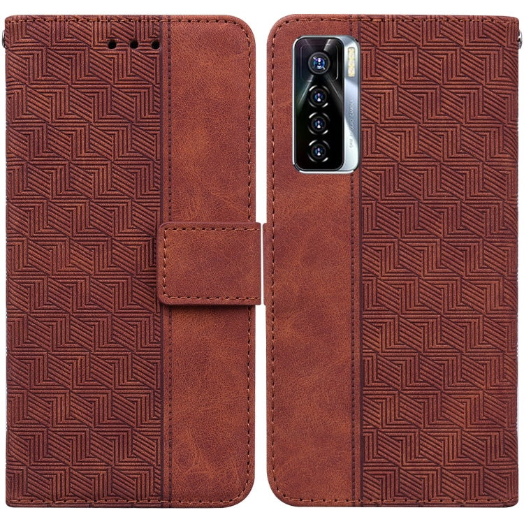 Geometric Embossed Leather Phone Case, For Tecno Camon 15, For Tecno Camon 16, For Tecno Camon 16 Premier, For Tecno Camon 17, For Tecno Camon 17 Pro, For Tecno Camon 17P, For Tecno Pop 4, For Tecno Spark 6