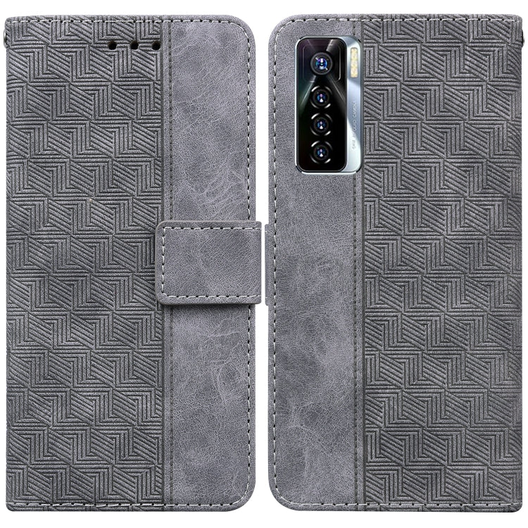 Geometric Embossed Leather Phone Case, For Tecno Camon 15, For Tecno Camon 16, For Tecno Camon 16 Premier, For Tecno Camon 17, For Tecno Camon 17 Pro, For Tecno Camon 17P, For Tecno Pop 4, For Tecno Spark 6