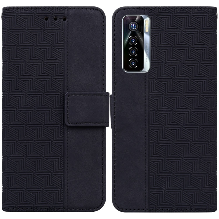 Geometric Embossed Leather Phone Case, For Tecno Camon 15, For Tecno Camon 16, For Tecno Camon 16 Premier, For Tecno Camon 17, For Tecno Camon 17 Pro, For Tecno Camon 17P, For Tecno Pop 4, For Tecno Spark 6