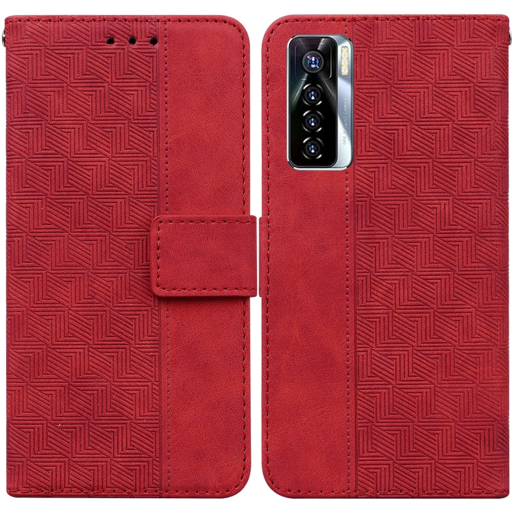 Geometric Embossed Leather Phone Case, For Tecno Camon 15, For Tecno Camon 16, For Tecno Camon 16 Premier, For Tecno Camon 17, For Tecno Camon 17 Pro, For Tecno Camon 17P, For Tecno Pop 4, For Tecno Spark 6