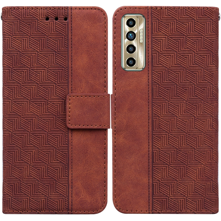 Geometric Embossed Leather Phone Case, For Tecno Camon 15, For Tecno Camon 16, For Tecno Camon 16 Premier, For Tecno Camon 17, For Tecno Camon 17 Pro, For Tecno Camon 17P, For Tecno Pop 4, For Tecno Spark 6