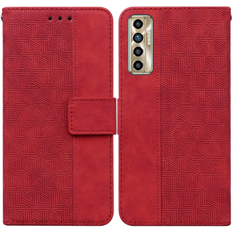 Geometric Embossed Leather Phone Case, For Tecno Camon 15, For Tecno Camon 16, For Tecno Camon 16 Premier, For Tecno Camon 17, For Tecno Camon 17 Pro, For Tecno Camon 17P, For Tecno Pop 4, For Tecno Spark 6