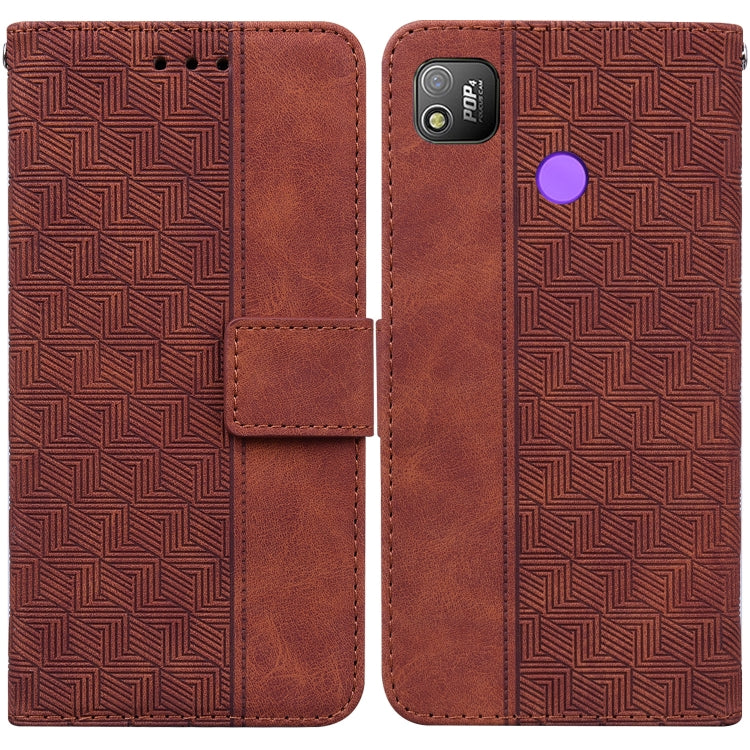 Geometric Embossed Leather Phone Case, For Tecno Camon 15, For Tecno Camon 16, For Tecno Camon 16 Premier, For Tecno Camon 17, For Tecno Camon 17 Pro, For Tecno Camon 17P, For Tecno Pop 4, For Tecno Spark 6