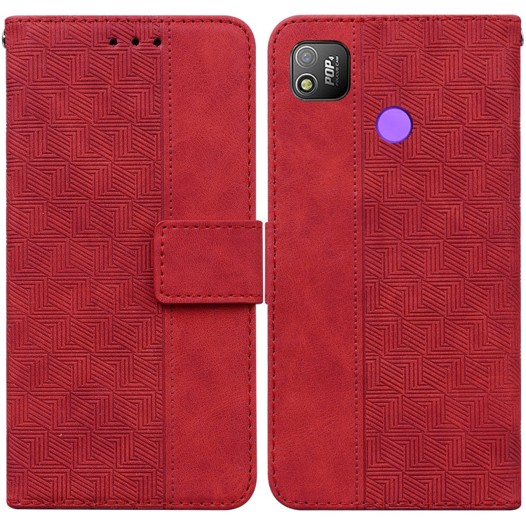Geometric Embossed Leather Phone Case, For Tecno Camon 15, For Tecno Camon 16, For Tecno Camon 16 Premier, For Tecno Camon 17, For Tecno Camon 17 Pro, For Tecno Camon 17P, For Tecno Pop 4, For Tecno Spark 6