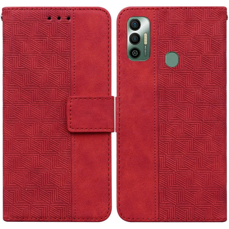 Geometric Embossed Leather Phone Case, For Tecno Spark 7, For Tecno Spark 7P, For Tecno Spark Go 2020 / Spark 6 Go