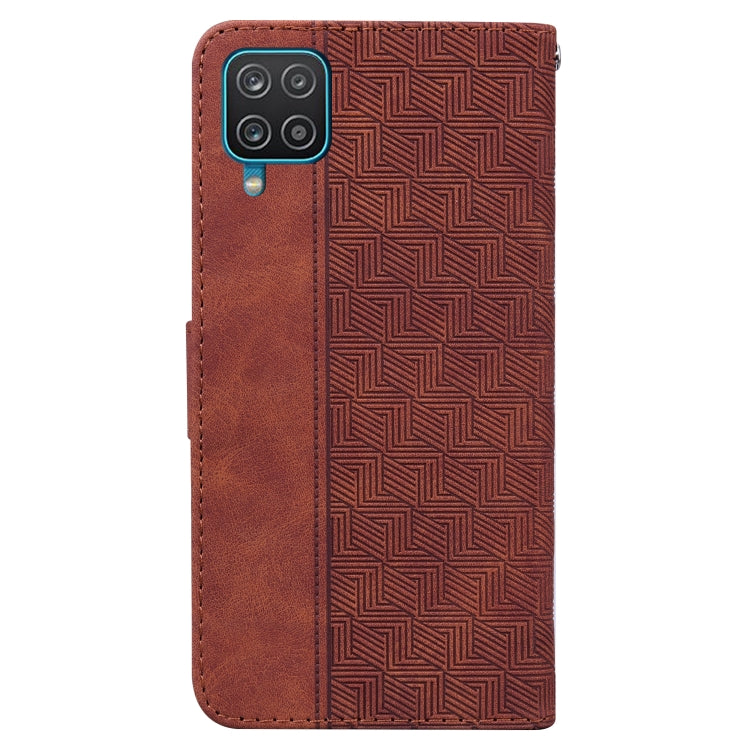 Geometric Embossed Leather Phone Case, For Samsung Galaxy M32 4G Indian / International Version