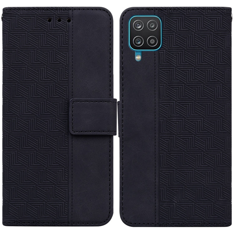 Geometric Embossed Leather Phone Case, For Samsung Galaxy M32 4G Indian / International Version
