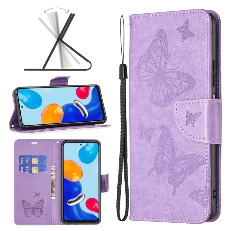 Two Butterflies Embossing Leather Phone Case, For Xiaomi Redmi Note 11 Global, For Samsung Galaxy A23 5G