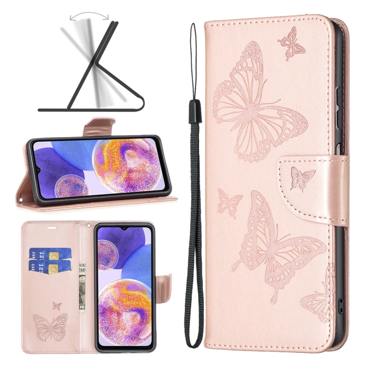 Two Butterflies Embossing Leather Phone Case, For Xiaomi Redmi Note 11 Global, For Samsung Galaxy A23 5G