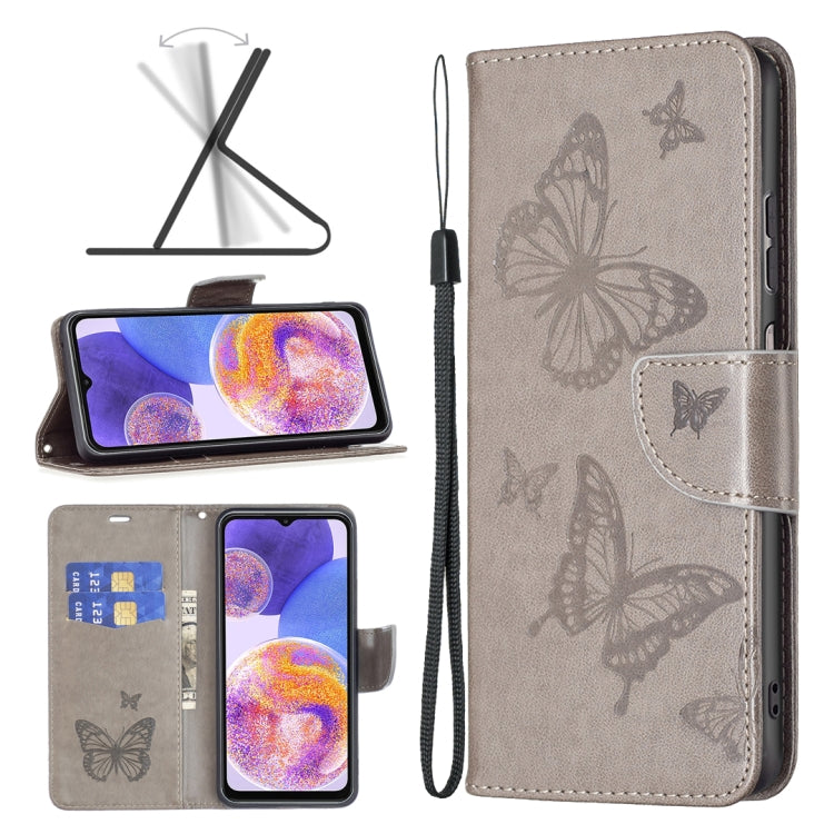 Two Butterflies Embossing Leather Phone Case, For Xiaomi Redmi Note 11 Global, For Samsung Galaxy A23 5G