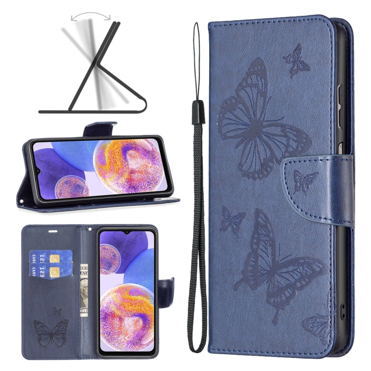 Two Butterflies Embossing Leather Phone Case, For Xiaomi Redmi Note 11 Global, For Samsung Galaxy A23 5G
